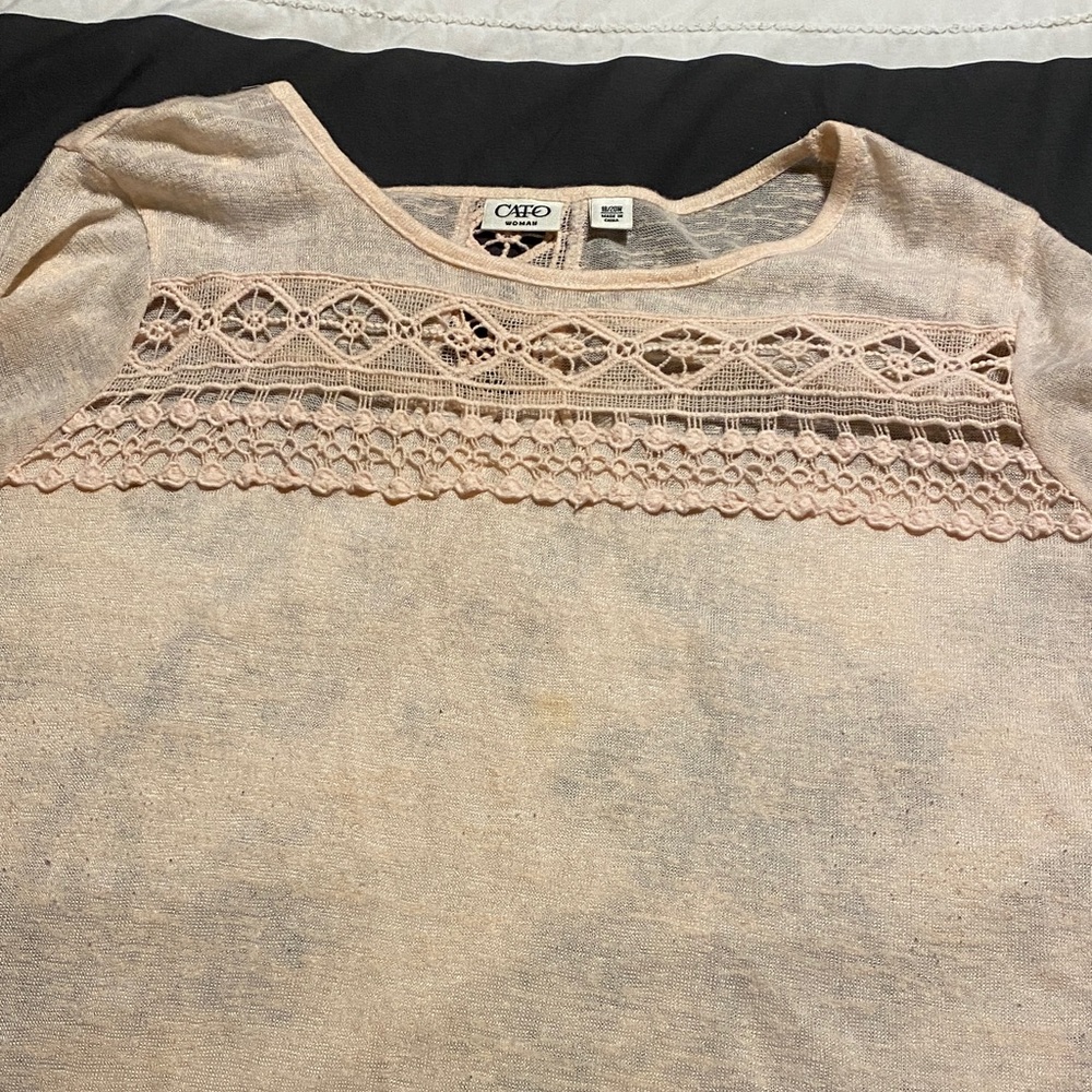 Cato Cream Lace Detail Tunic Top